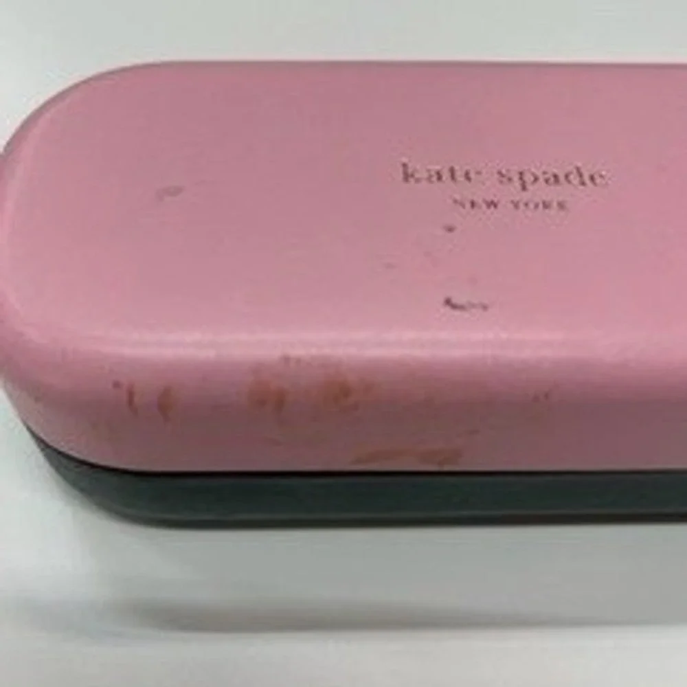 Kate Spade New York Pink and Green Hard Clamshell Eyeglass Case with Cloth